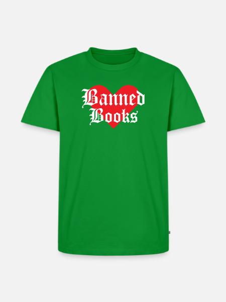 Verbotene Bücher Herz-Design - Männer Premium Bio T-Shirt - Grün