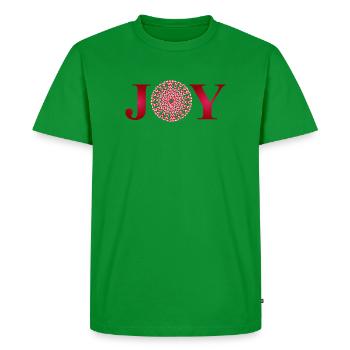 JOY – Typographie de Noël avec des cannes de Noël - T-shirt Premium bio Homme - vert - Devant - Nico (187cm)