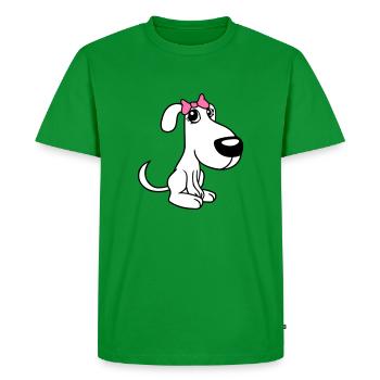 Dog Sitting Little Pretty Lady Bow Female - Men's Premium Organic T-Shirt - green - Front - Nico (187cm)