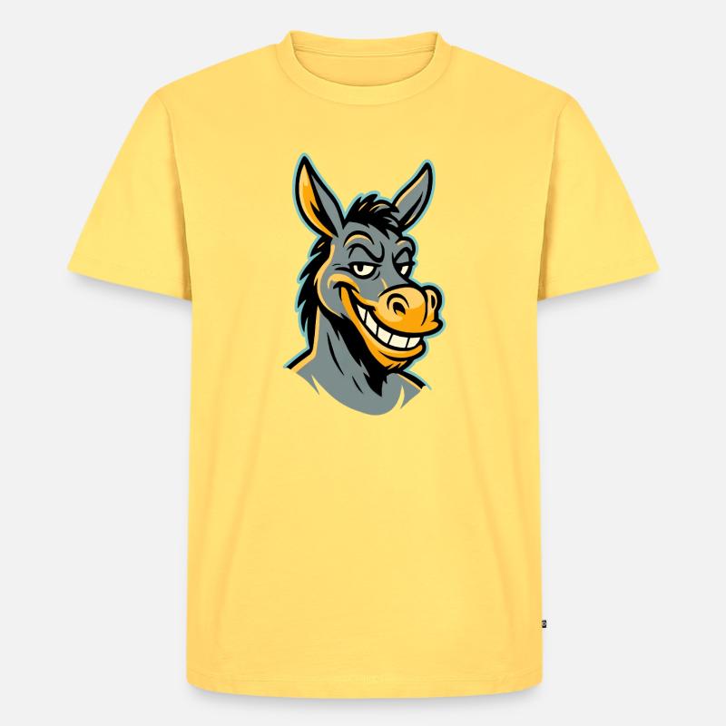Frech grinsender Esel - Männer Premium Bio T-Shirt - Pastellgelb