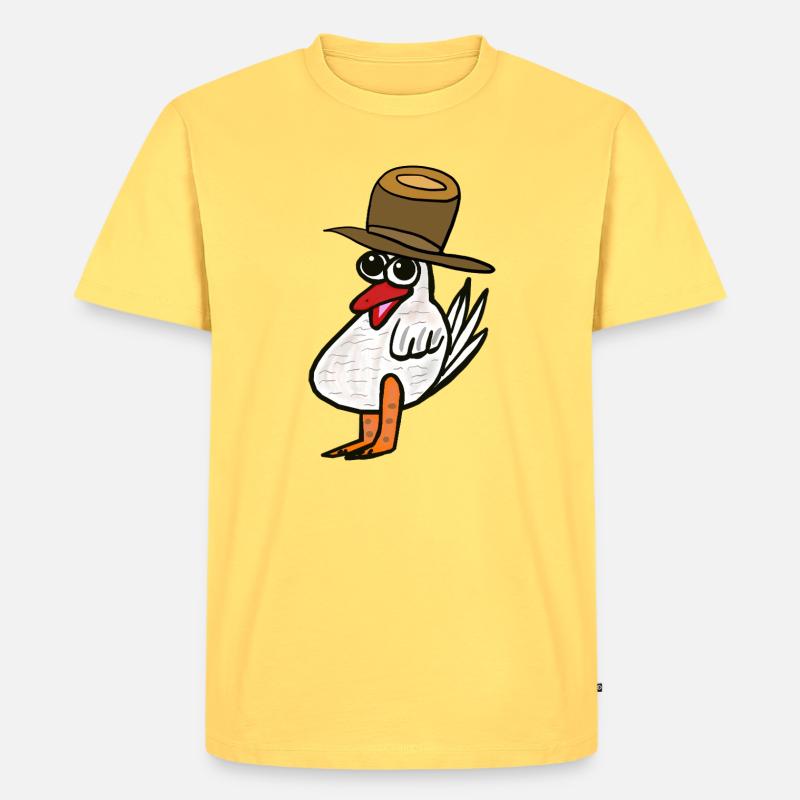 Huhn Hahn Hühner Kinder Kind - Männer Premium Bio T-Shirt - Pastellgelb