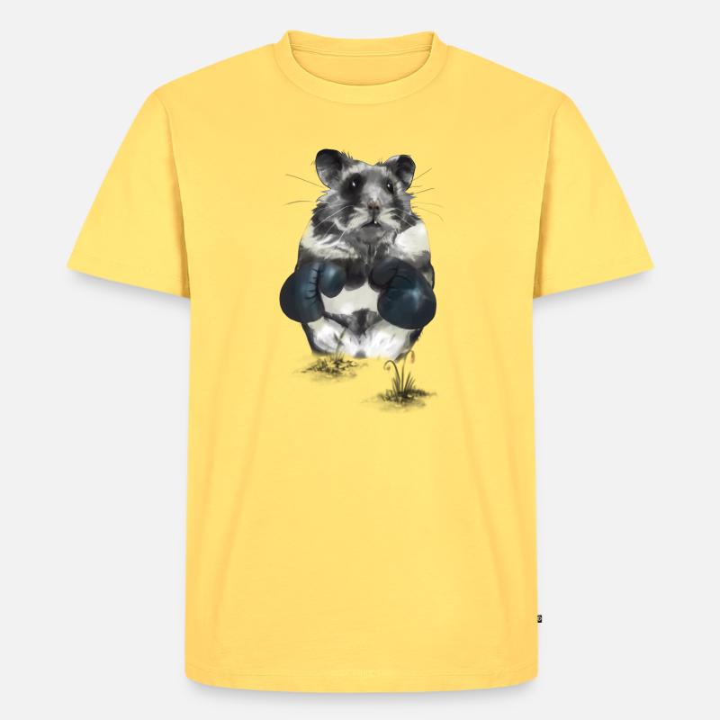 Kampfgeist Hamster im Boxring - Männer Premium Bio T-Shirt - Pastellgelb