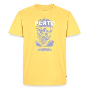 Conception artistique du crâne de Platon - T-shirt Premium bio Homme - jaune pastel - Devant - AI Model Male 185 dark (185cm)