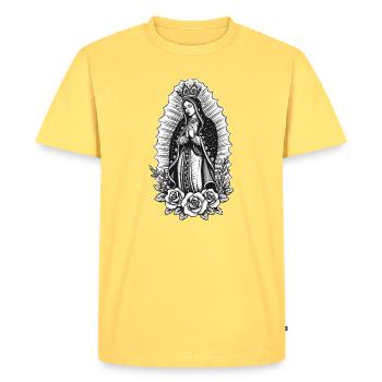 Guadalupe Line Style Rose Motif - T-shirt Premium bio Homme - jaune pastel - Devant - AI Model Male 185 dark (185cm)