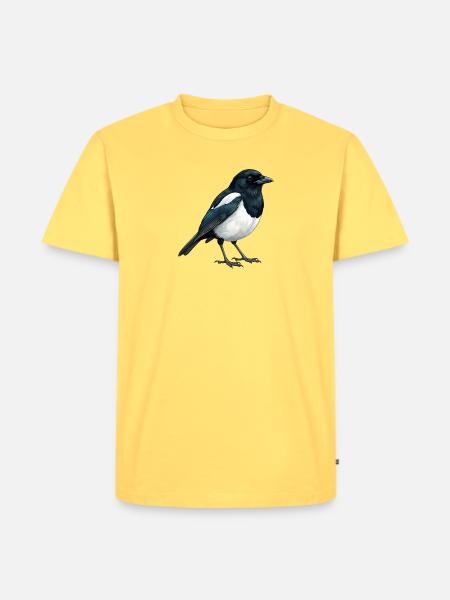 Elster – Vogelillustration - Männer Premium Bio T-Shirt - Pastellgelb