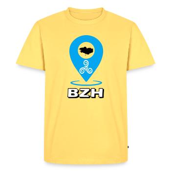 Triskel Breizh Blue - Men's Premium Organic T-Shirt - sky yellow - Front - AI Model Male 185 dark (185cm)