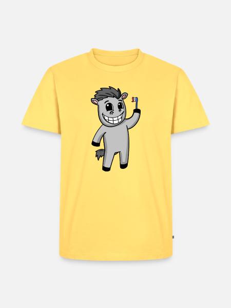 Esel Zähne putzen - Männer Premium Bio T-Shirt - Pastellgelb