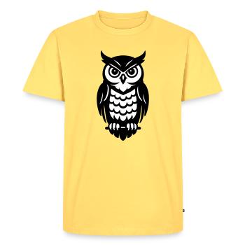 Owls in black and white - Men's Premium Organic T-Shirt - sky yellow - Front - AI Model Male 185 dark (185cm)