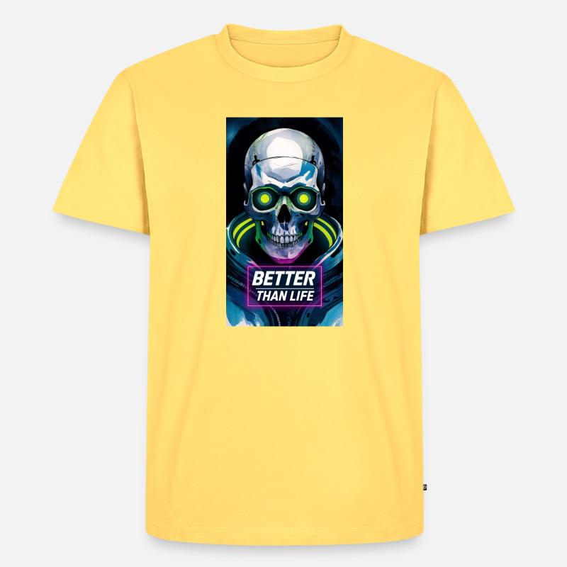 Schädel - Männer Premium Bio T-Shirt - Pastellgelb