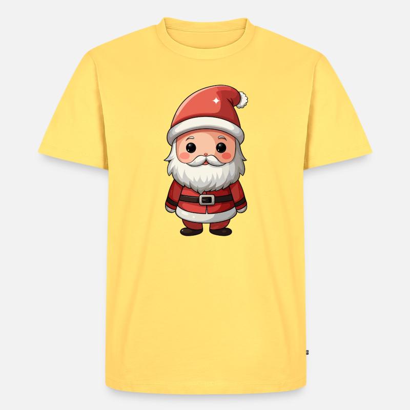 Chibi Santa Cheer Illustration - Männer Premium Bio T-Shirt - Pastellgelb