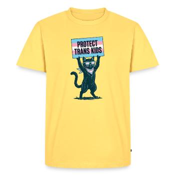 LGBTQ Pride Month - Protect Trans Kids - Men's Premium Organic T-Shirt - sky yellow - Front - AI Model Male 185 dark (185cm)