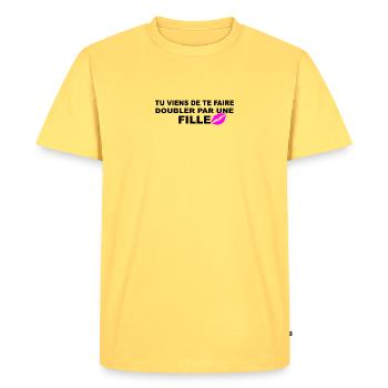 Fille - T-shirt Premium bio Homme - jaune pastel - Devant - AI Model Male 185 dark (185cm)