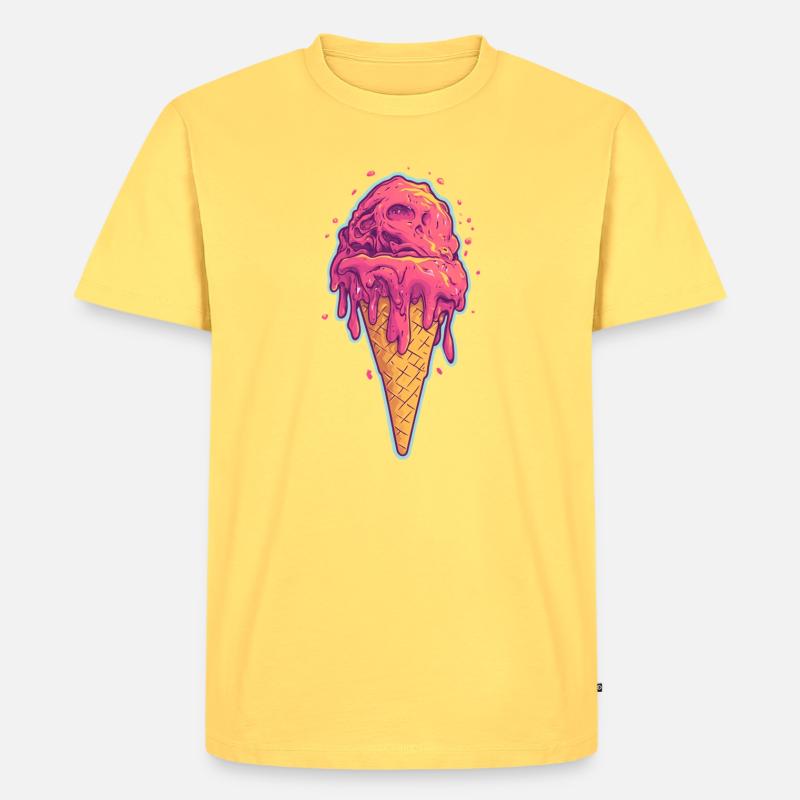 Eiscreme Eis - Männer Premium Bio T-Shirt - Pastellgelb