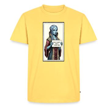 This T-Shirt Fed a Stray Dog - Men's Premium Organic T-Shirt - sky yellow - Front - AI Model Male 185 dark (185cm)