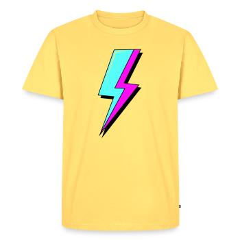 Éclair au néon psychédélique - T-shirt Premium bio Homme - jaune pastel - Devant - AI Model Male 185 dark (185cm)