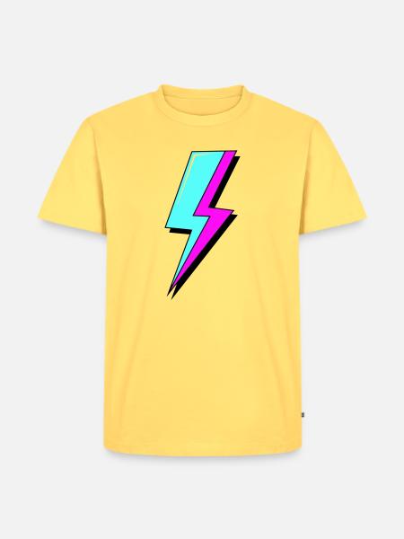 Psychedelic Neon Lightning - Men's Premium Organic T-Shirt - sky yellow