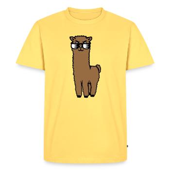 Alpaga Lama Lunettes de Soleil Smart Drôle Cool Animal - T-shirt Premium bio Homme - jaune pastel - Devant - AI Model Male 185 dark (185cm)