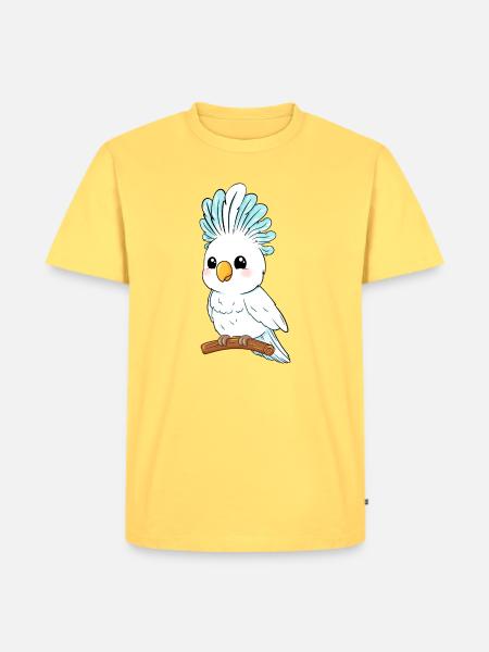 Weißer Kakadu mit blauem Kamm - Männer Premium Bio T-Shirt - Pastellgelb