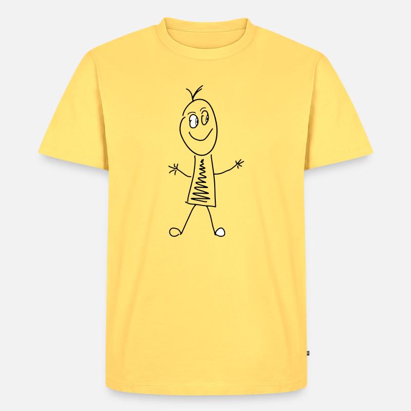 Strich Figur - Männer Premium Bio T-Shirt - Pastellgelb