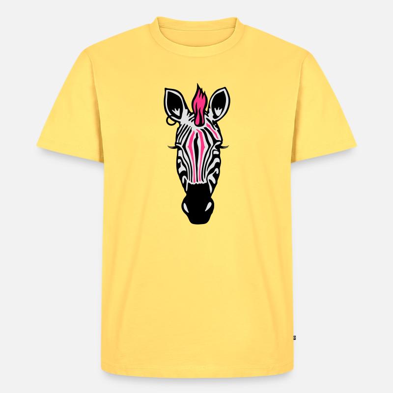 Zebra Punk mit Ohrring - Männer Premium Bio T-Shirt - Pastellgelb