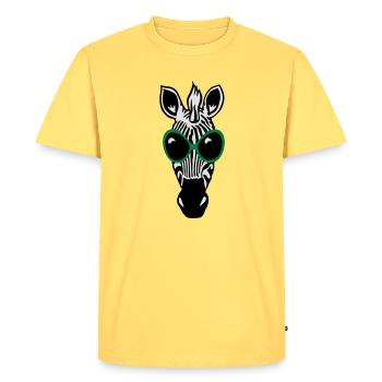 Le zèbre avec des lunettes de soleil - T-shirt Premium bio Homme - jaune pastel - Devant - AI Model Male 185 dark (185cm)