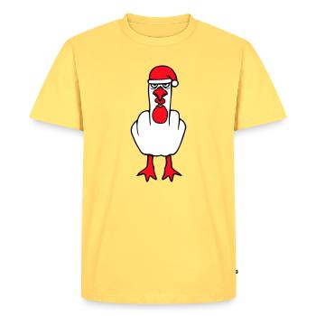 Mouette Doigt d’Honneur Baise Vous Noël En Colère - T-shirt Premium bio Homme - jaune pastel - Devant - AI Model Male 185 dark (185cm)
