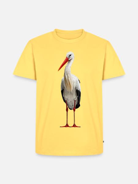 Weissstorch Störche - Männer Premium Bio T-Shirt - Pastellgelb