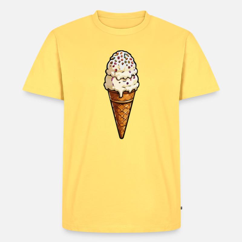 Doppel-Eiscreme mit Streuseln - Männer Premium Bio T-Shirt - Pastellgelb