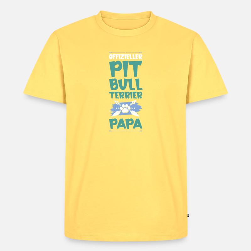 pit hunde papa - Männer Premium Bio T-Shirt - Pastellgelb
