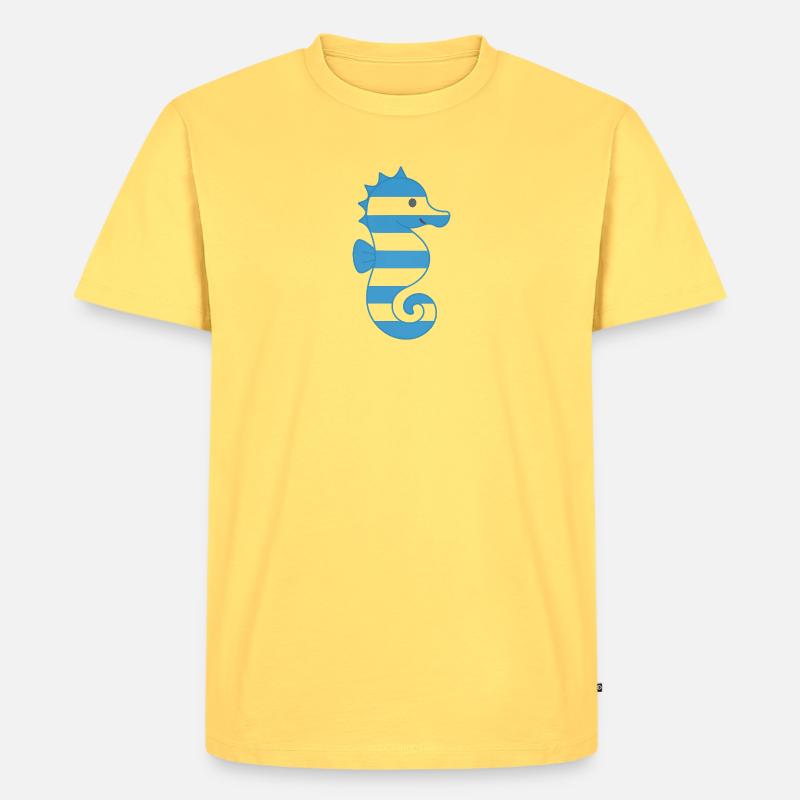 Seepferdchen - Männer Premium Bio T-Shirt - Pastellgelb