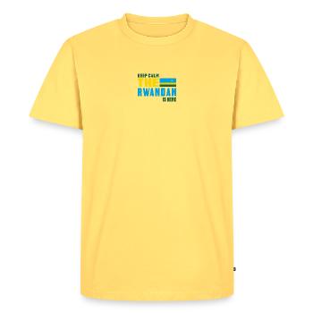 Design drapeau Rwanda Keep Calm - T-shirt Premium bio Homme - jaune pastel - Devant - AI Model Male 185 dark (185cm)