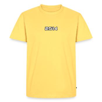 2014 - Men's Premium Organic T-Shirt - sky yellow - Front - AI Model Male 185 dark (185cm)