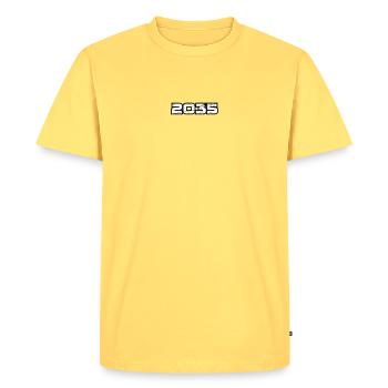 2035 - Men's Premium Organic T-Shirt - sky yellow - Front - AI Model Male 185 dark (185cm)