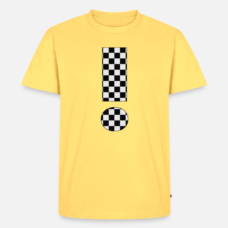 Checkermuster Schwarz Weiß - ! Ausrufezeichen - Männer Premium Bio T-Shirt - Pastellgelb