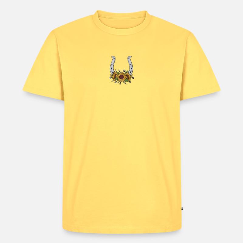 Sonnenblumen Hufeisen Muster - Männer Premium Bio T-Shirt - Pastellgelb