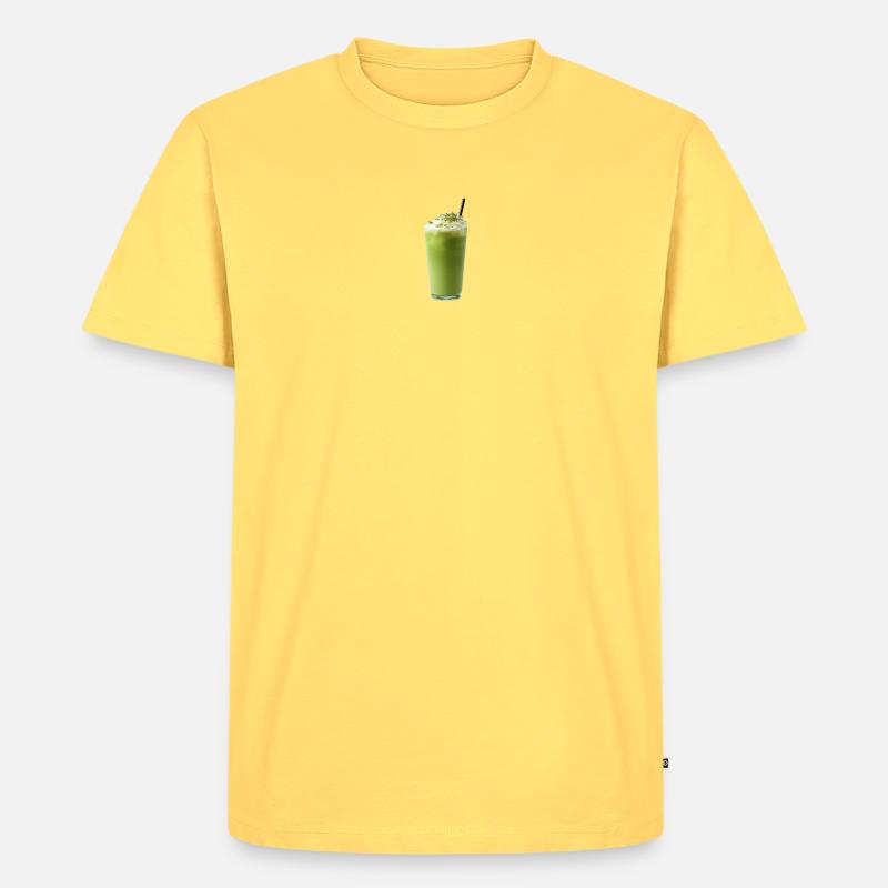 Iced Matcha Latte - Männer Premium Bio T-Shirt - Pastellgelb