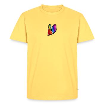 Art du Cœur Arc-en-ciel - T-shirt Premium bio Homme - jaune pastel - Devant - AI Model Male 185 dark (185cm)