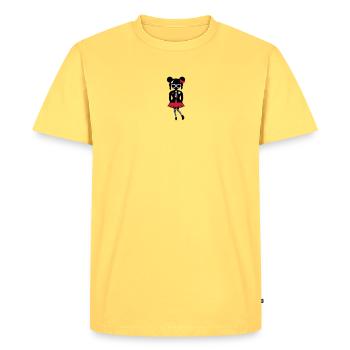 Fille en look anime gothique avec des lunettes de soleil - T-shirt Premium bio Homme - jaune pastel - Devant - AI Model Male 185 dark (185cm)