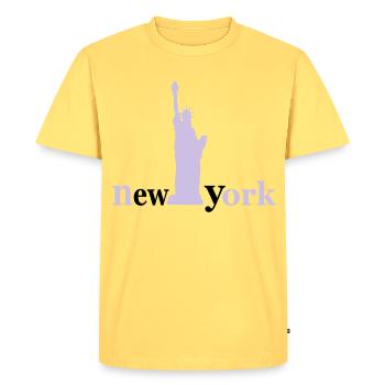 new_york - Men's Premium Organic T-Shirt - sky yellow - Front - AI Model Male 185 dark (185cm)