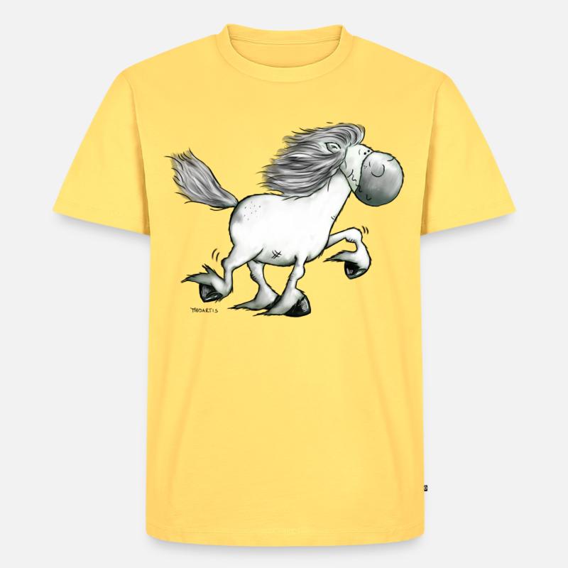 Drolliger Isländer - Islandpferd - Isi - Männer Premium Bio T-Shirt - Pastellgelb