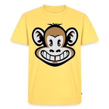 Tête de singe cartoon flex - T-shirt Premium bio Homme - jaune pastel - Devant - AI Model Male 185 dark (185cm)