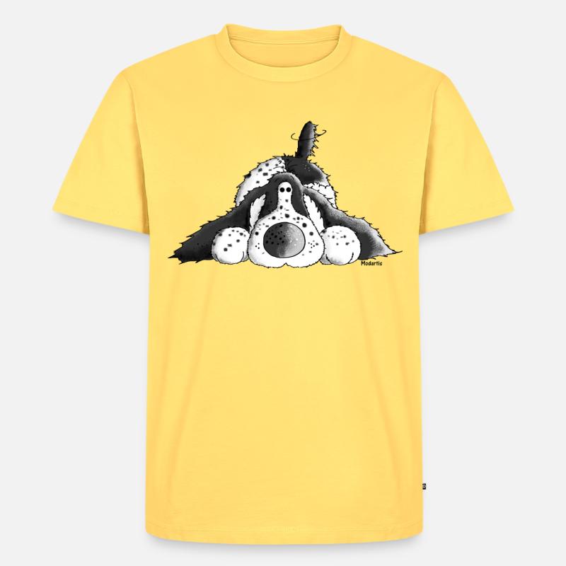 Fröhlicher Cocker Spaniel - Hund - Männer Premium Bio T-Shirt - Pastellgelb