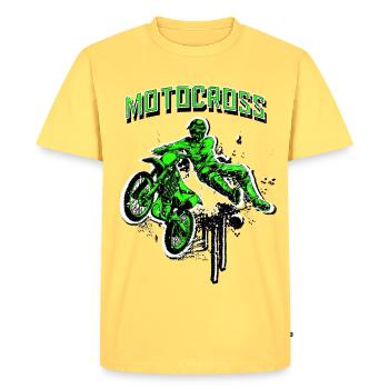 Motocross Motorsport Green - Men's Premium Organic T-Shirt - sky yellow - Front - AI Model Male 185 dark (185cm)