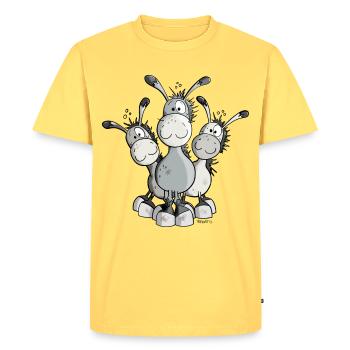 Three Cute Donkeys - Men's Premium Organic T-Shirt - sky yellow - Front - AI Model Male 185 dark (185cm)