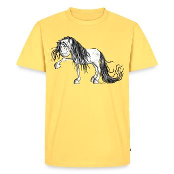 Andalusian Horse - T-shirt Premium bio Homme - jaune pastel - Devant - AI Model Male 185 dark (185cm)