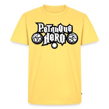Petanque héro flex - T-shirt Premium bio Homme - jaune pastel - Devant - AI Model Male 185 dark (185cm)