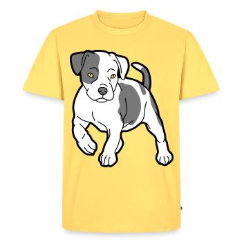dog - Men's Premium Organic T-Shirt - sky yellow - Front - AI Model Male 185 dark (185cm)