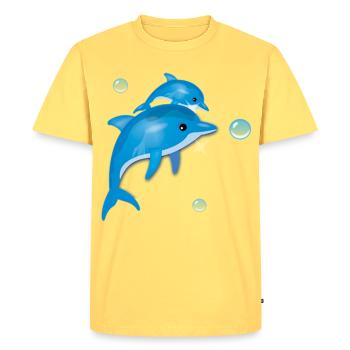 Dolphin - T-shirt Premium bio Homme - jaune pastel - Devant - AI Model Male 185 dark (185cm)