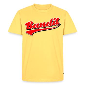 bandit voleur crime autocollant criminel hooligan gang - T-shirt Premium bio Homme - jaune pastel - Devant - AI Model Male 185 dark (185cm)