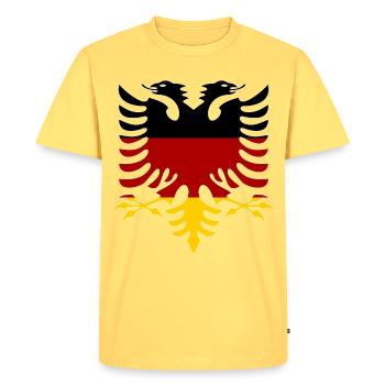 Albanie Allemagne Drapeau - T-shirt Premium bio Homme - jaune pastel - Devant - AI Model Male 185 dark (185cm)